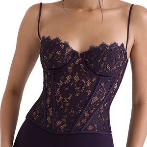 HOUSE OF CB Mila Dark Purple Lace Corset NWT Sz L+ 10-12 $135